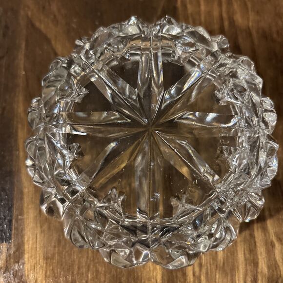 Vintage  Deep Cut Crystal Candy Dish/ Vanity Powder Holder With Lid - Picture 5 of 11